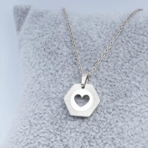 Ketting Hexagon Heart – Zilver